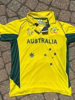 New NWT Australia 2015 ICC Cricket World Cup Jersey Shirt Asics Men XL